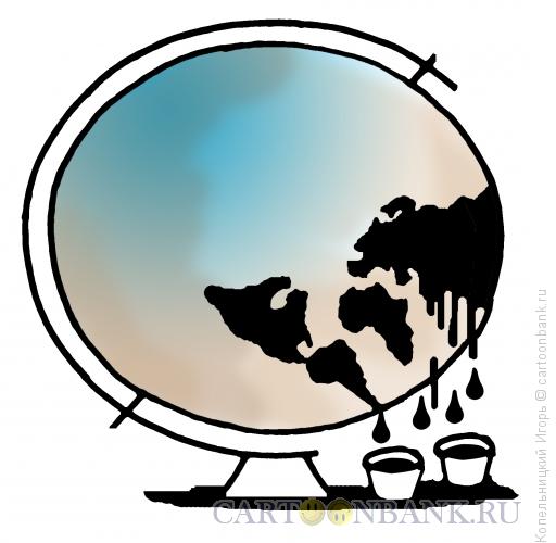 Карикатура: Нефть на глобусе, Копельницкий Игорь
