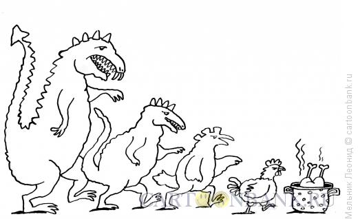 Карикатура: Конец динозаврам, Мельник Леонид