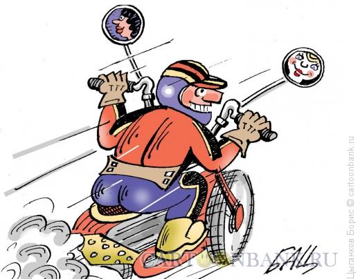Карикатура: Мотоциклист, Цыганков Борис