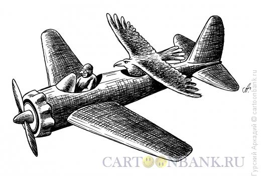 Карикатура: птица в самолёте, Гурский Аркадий