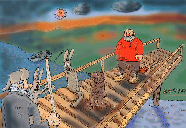 Карикатура: Обмен на мосту, Ирсаев Булат