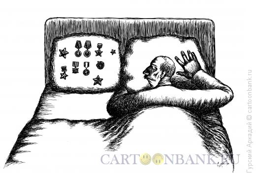 Карикатура: Подушка с наградами, Гурский Аркадий