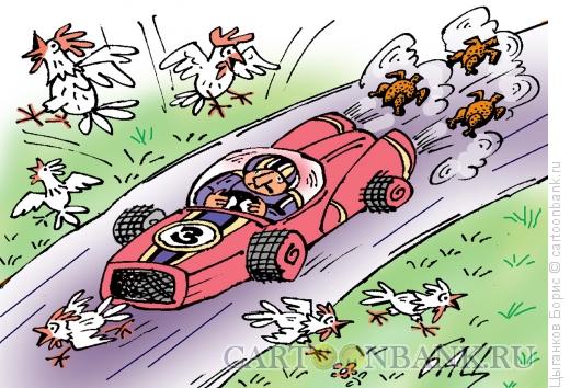 Карикатура: Формула-5, пошли цыплята погулять, Цыганков Борис