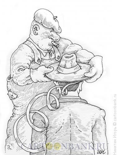 Карикатура: Шляпа с резьбой., Никитин Игорь