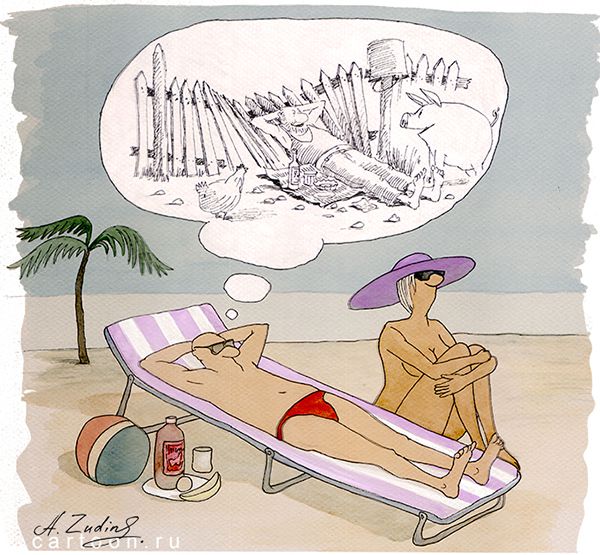 Карикатура: отдых за рубежом, Александр Зудин