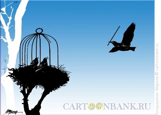 Карикатура: Птенцы и родительская клетка, Бондаренко Марина