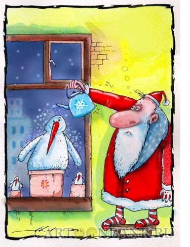 Карикатура: Дед Мороз и его питомцы, Наместников Юрий