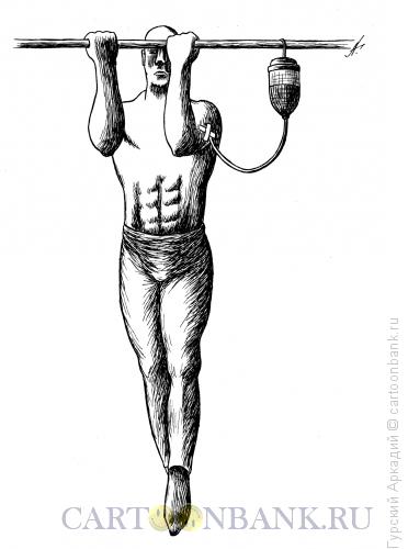 Карикатура: гимнаст на перекладине, Гурский Аркадий