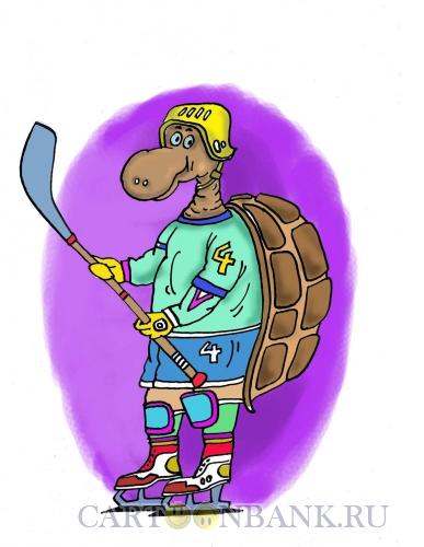 Карикатура: Черепаха-хоккеист, Мельник Леонид