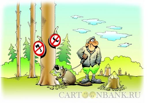 Карикатура: Бобер-лесоруб, Кийко Игорь