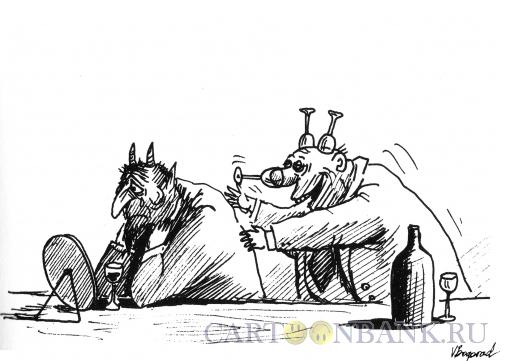 Карикатура: Черт и пьяница, Богорад Виктор