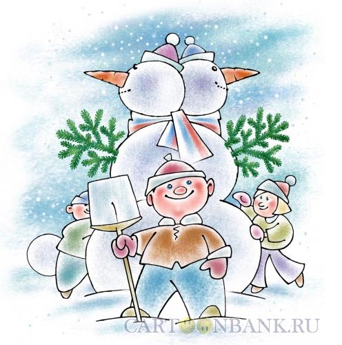 Карикатура: Двуглавый снеговик, Осипов Евгений