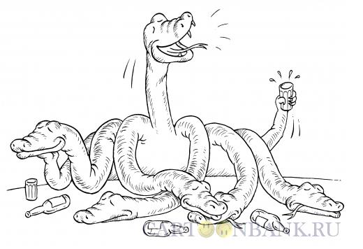 Карикатура: Змей Горыныч - пьяница, Смагин Максим