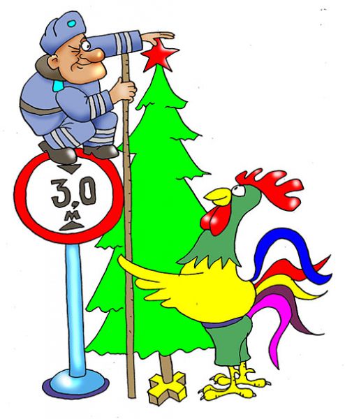 Карикатура: Рождественская елка, Евгений Кран