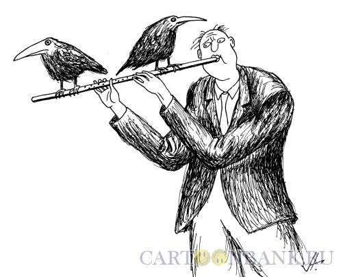 Карикатура: птицы на флейте, Гурский Аркадий
