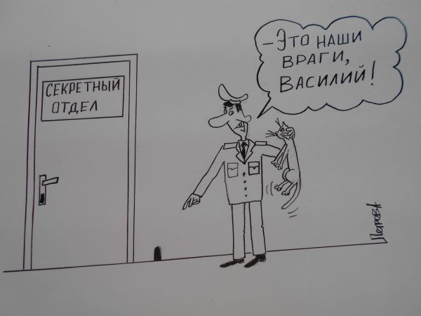Карикатура: Секретный отдел ловит врагов, Петров Александр