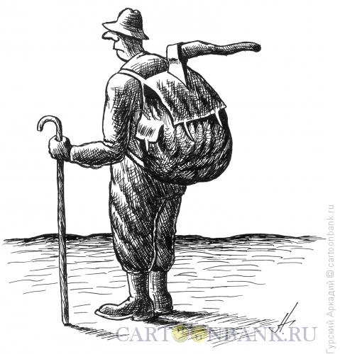 Карикатура: турист с топором, Гурский Аркадий