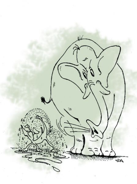 Карикатура: Слон и Моська (вариант) или как критика превращается в самокритику, Капри