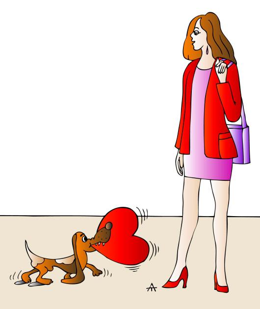 Карикатура: Девушка и собака, Алексей Талимонов