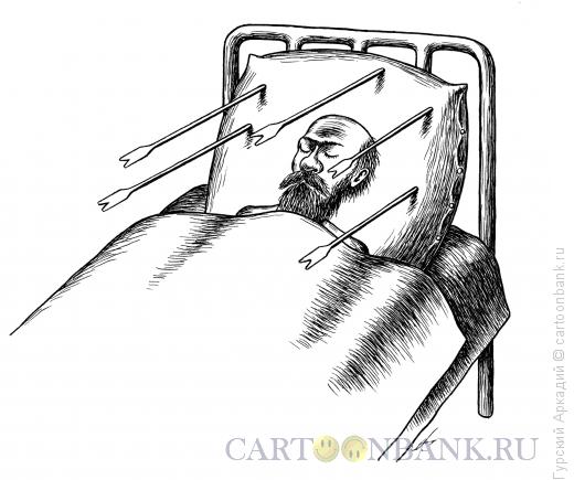 Карикатура: подушка со стрелами, Гурский Аркадий