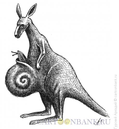 Карикатура: кенгуру с улиткой, Гурский Аркадий