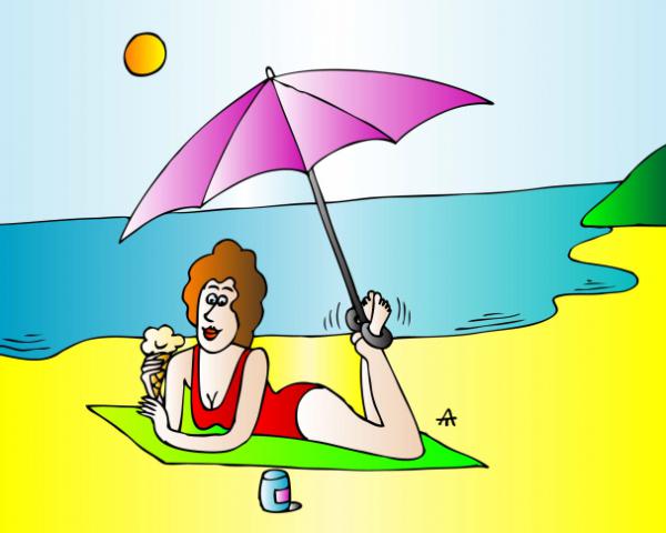 Карикатура: На пляже, Алексей Талимонов