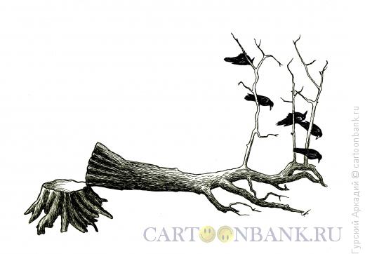 Карикатура: спиленное дерево, Гурский Аркадий