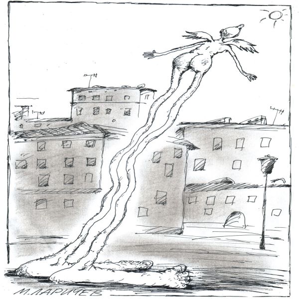 Карикатура: в небо, михаил ларичев