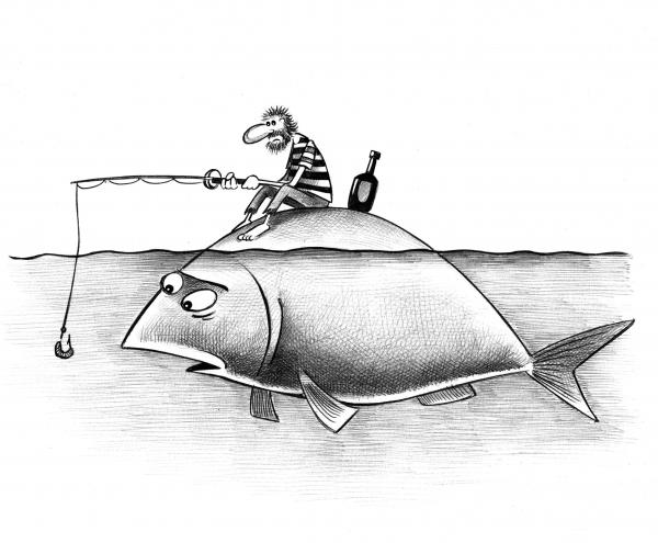 Карикатура: Рыбак, Сергей Корсун