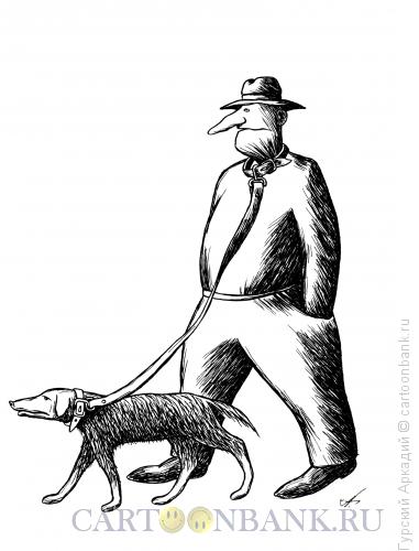 Карикатура: собака в ошейнике, Гурский Аркадий