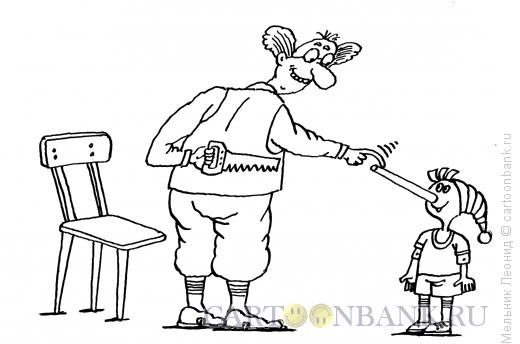 Карикатура: Безносый Буратино, Мельник Леонид