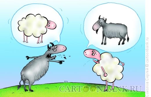 Карикатура: козел и овца, Соколов Сергей