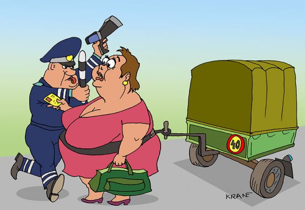 Карикатура: Женщина в магазин спешила, Евгений Кран