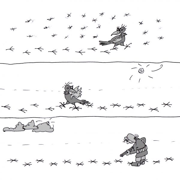 Карикатура: По первому снегу. Или следопыт., Юрий Санников