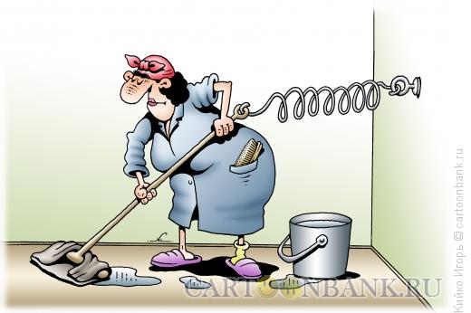 Карикатура: Уборщица, Кийко Игорь