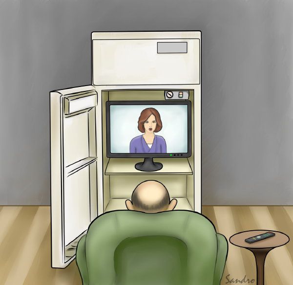 Карикатура: Телевизор и холодильник, Сандро