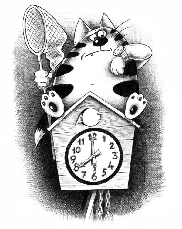 Карикатура: Часы с кукушкой, Сергей Корсун