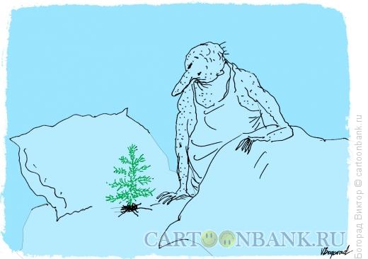 Карикатура: В постели родилась елочка..., Богорад Виктор