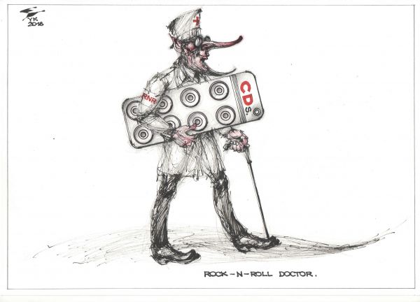 Карикатура: ROCK - N - ROLL DOCTOR . Была такая песня у BLACK SABBATH., Юрий Косарев