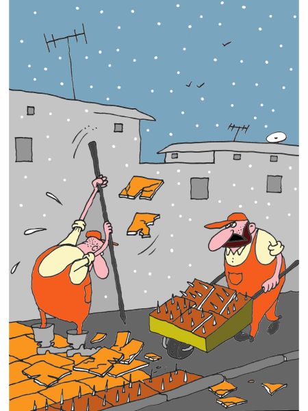 Карикатура: Первый снег, Михаил ларичев
