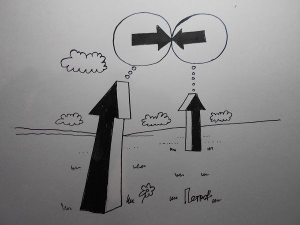 Карикатура: Две стрелки, Петров Александр