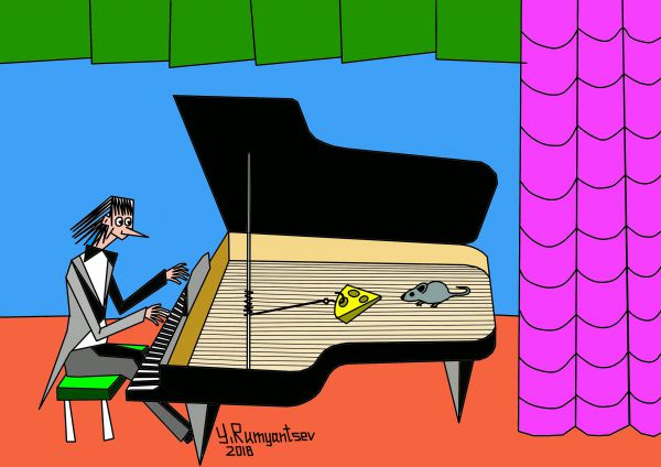 Карикатура: Музыкальная мышеловка., Юрий Румянцев