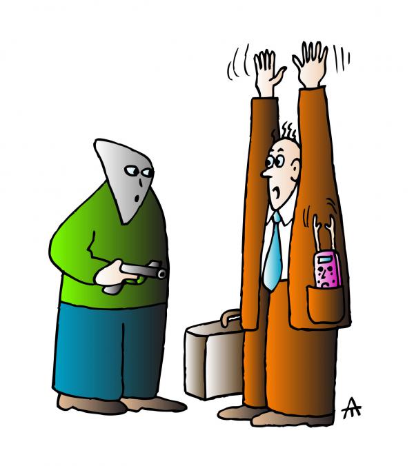 Карикатура: Человек с мобильником, Алексей Талимонов
