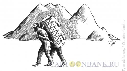 Карикатура: турист с рюкзаком, Гурский Аркадий
