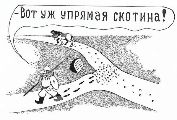 Карикатура: Не сошлись во мнениях, Зеркаль Николай Фомич