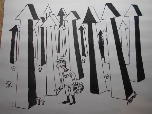 Карикатура: Стрелки и грибы, Петров Александр