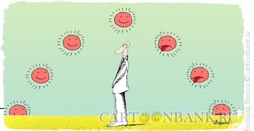 Карикатура: Человек и солнце, Богорад Виктор