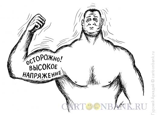Карикатура: бицепс с надписью, Гурский Аркадий