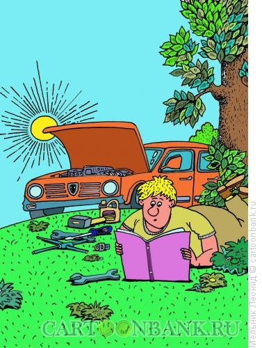 Карикатура: Знай, брат, и люби свой автомобиль, Мельник Леонид