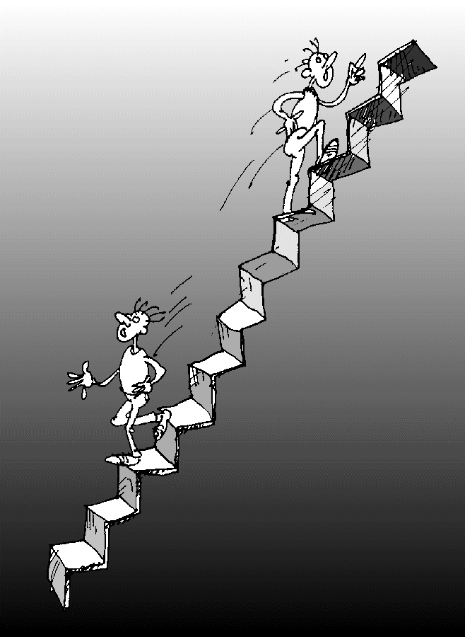 Карикатура: «Вверх по лестнице, ведущей вниз», Юрий Санников